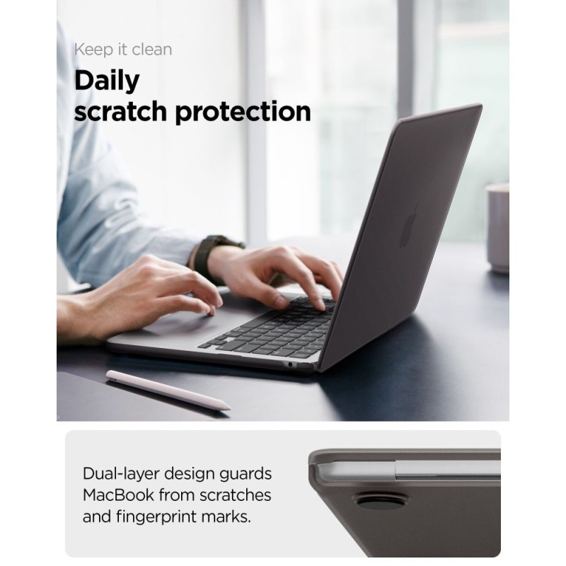 Spigen AirSkin за MacBook Air 13 M2–M5 (2023–2026) Frost Black - 8800337246643-ACS11531
