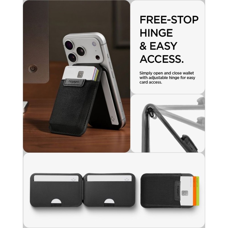 SPIGEN S314-4 Slim Fold Tripod Wallet MagSafe Black - SPIGEN S314-4 Slim Fold Tripod Wallet MagSafe Black - 8800337247244-AFA11591