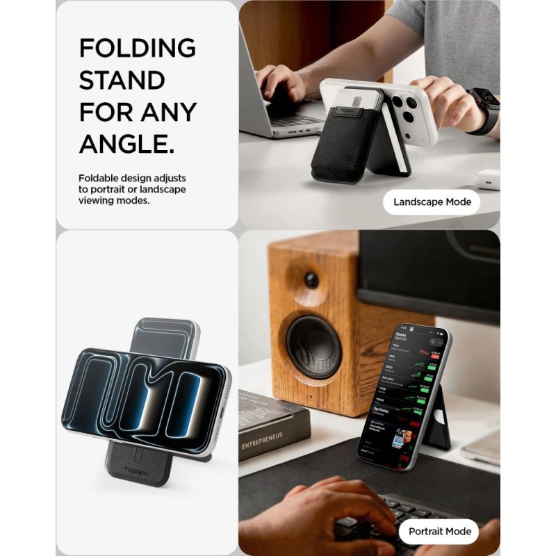SPIGEN S314-4 Slim Fold Tripod Wallet MagSafe Black - SPIGEN S314-4 Slim Fold Tripod Wallet MagSafe Black - 8800337247244-AFA11591