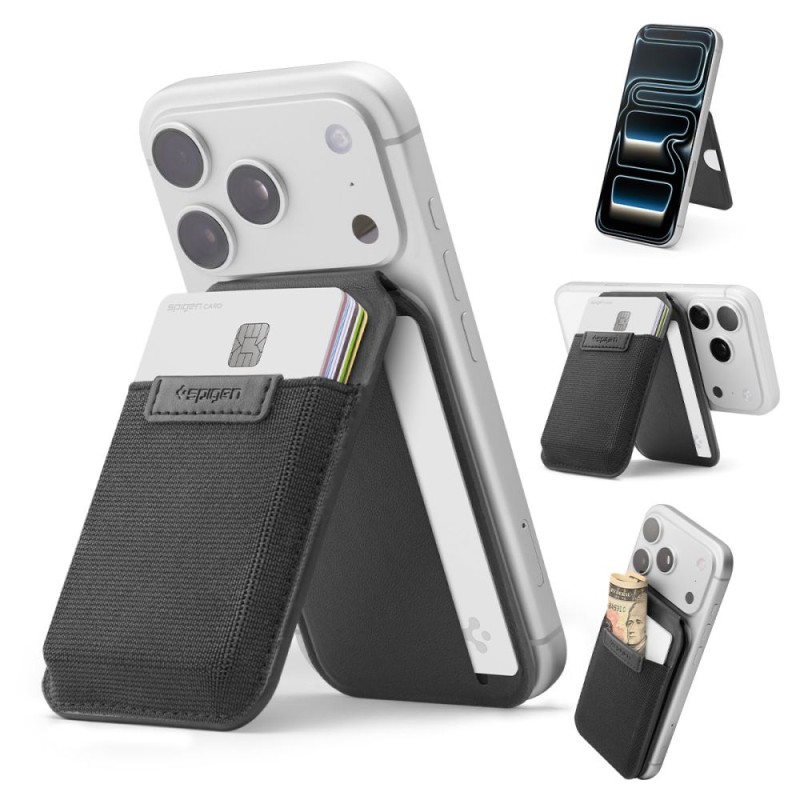 SPIGEN S314-4 Slim Fold Tripod Wallet MagSafe Black - SPIGEN S314-4 Slim Fold Tripod Wallet MagSafe Black - 8800337247244-AFA11591
