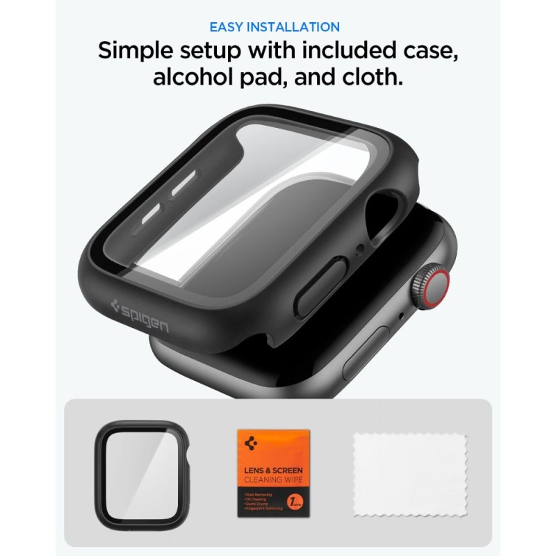 SPIGEN THIN FIT 360 калъф за Apple Watch 4 / 5 / 6 / SE 1 / 2 / 3 (44 мм) Black - SPIGEN THIN FIT 360 калъф за Apple Watch 4 / 5 / 6 / SE 1 / 2 / 3 (44 мм) Black - 8800337247251-ACS11592