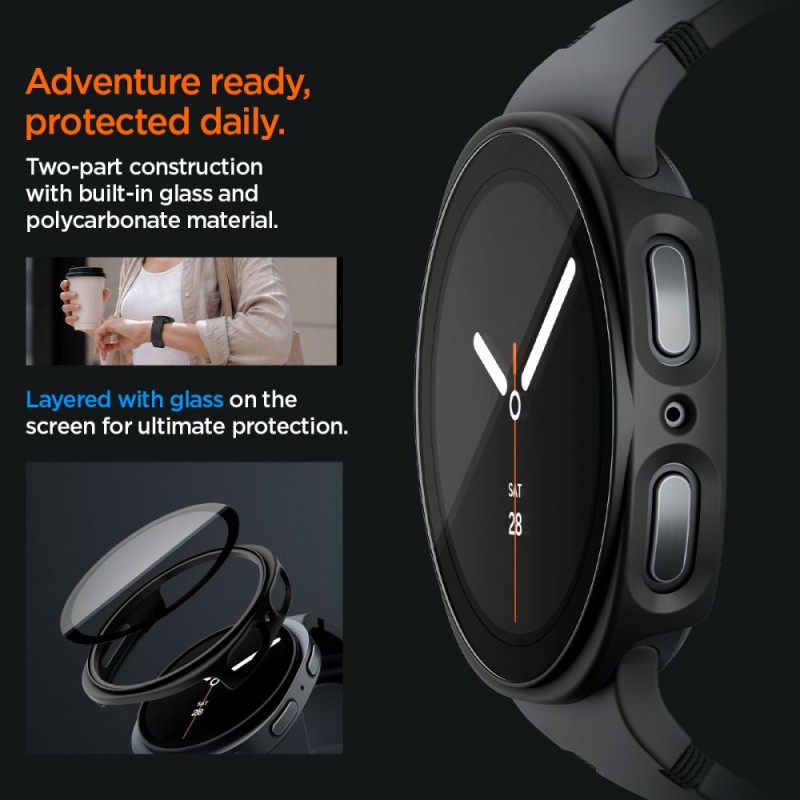 Spigen Thin Fit 360 Case за Samsung Galaxy Watch 8 / 9 (44 мм) Black (Черно)