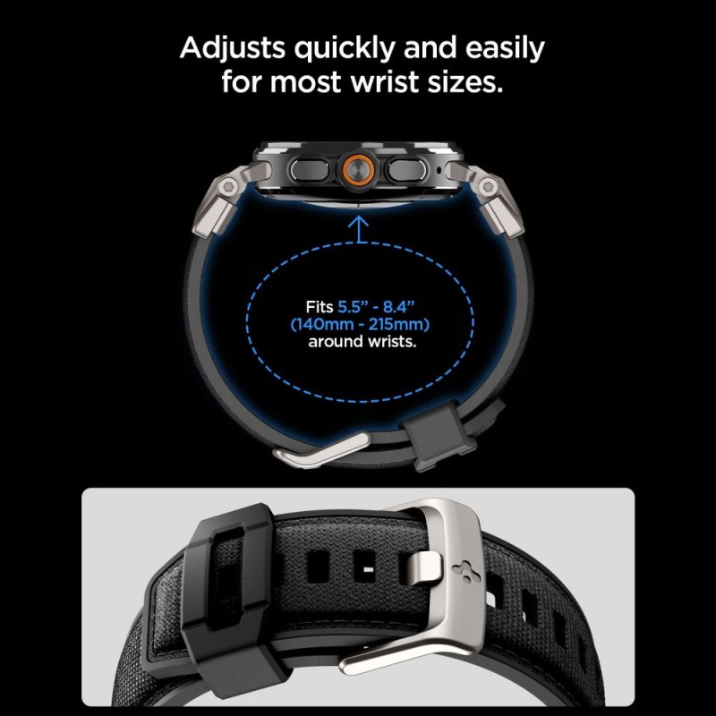 SPIGEN DuraPro Armor каишка за Samsung Galaxy Watch Ultra 1 / 2 2024-2026 (47 мм) черна SPIGEN DuraPro Armor каишка за Samsung Galaxy Watch Ultra 1 / 2 2024-2026 (47 мм) черна