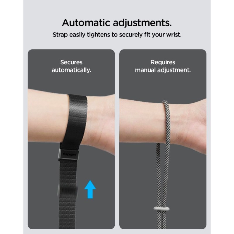 Spigen Universal регулируема каишка за носене на китка (lanyard) с адаптер, черна Spigen Universal регулируема каишка за носене на китка (lanyard) с адаптер, черна