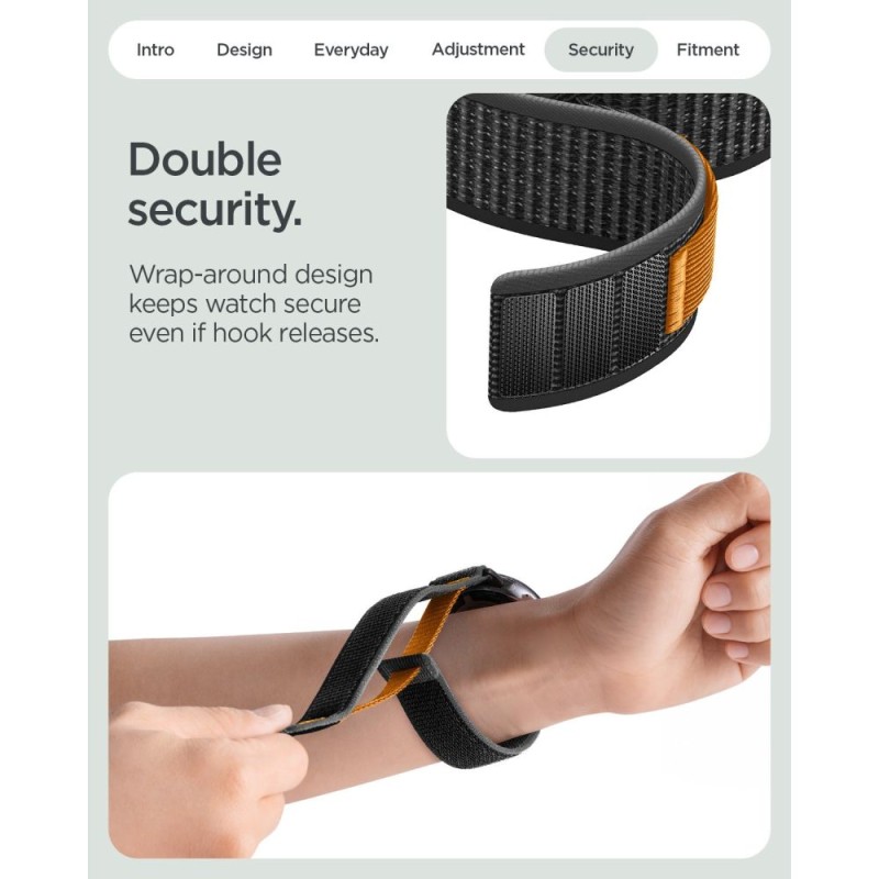 Spigen Athlex Air за Google Pixel Watch 1/2/3/4/5 (41 мм) ACTIVE BLACK/ORANGE (лента от тъкан найлон, QuickFit)
