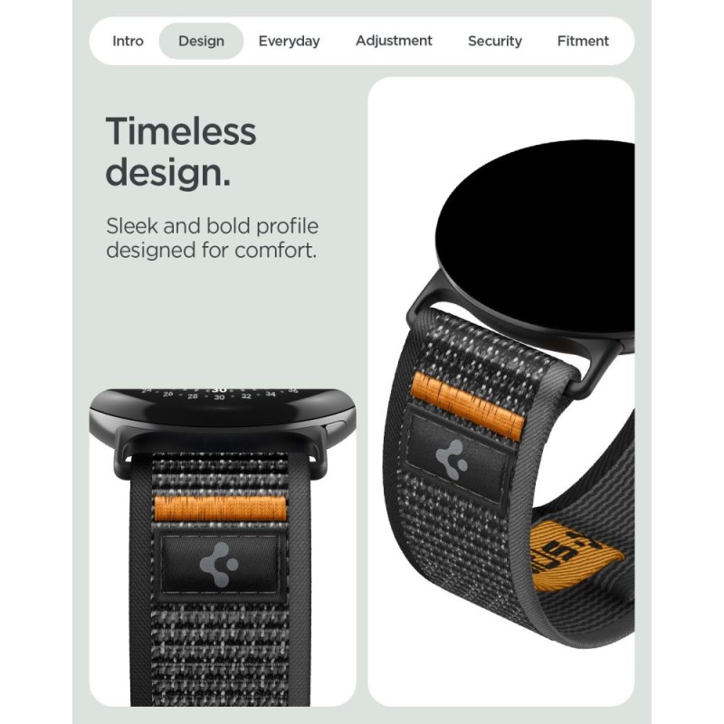 Spigen Athlex Air за Google Pixel Watch 1/2/3/4/5 (41 мм) ACTIVE BLACK/ORANGE (лента от тъкан найлон, QuickFit)