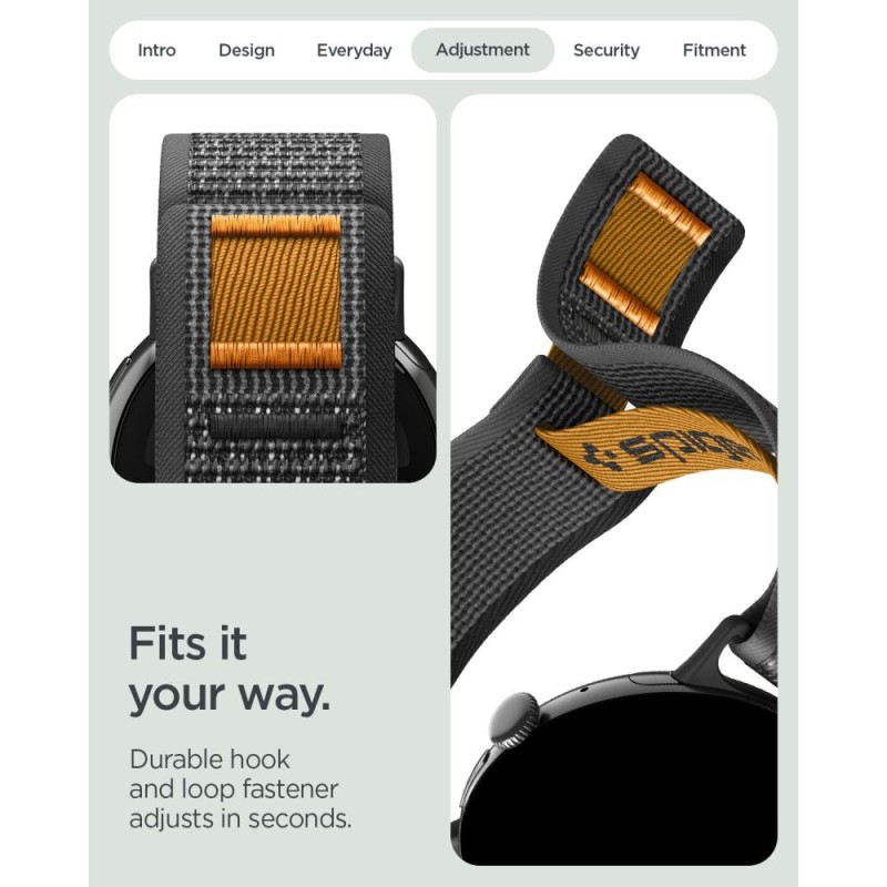 Spigen Athlex Air за Google Pixel Watch 1/2/3/4/5 (41 мм) ACTIVE BLACK/ORANGE (лента от тъкан найлон, QuickFit)