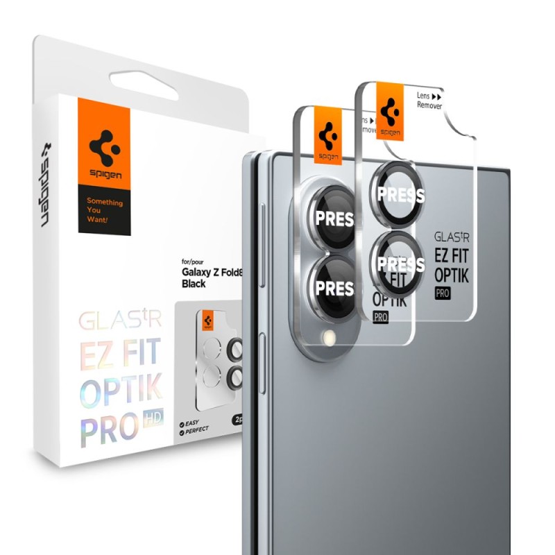 Spigen Optik Pro Glas.tR EZ Fit AC протектор за камера от закалено стъкло 2 броя за Galaxy Z Fold 8 (Black) Spigen Optik Pro Glas.tR EZ Fit AC протектор за камера от закалено стъкло 2 броя за Galaxy Z Fold 8 (Black)