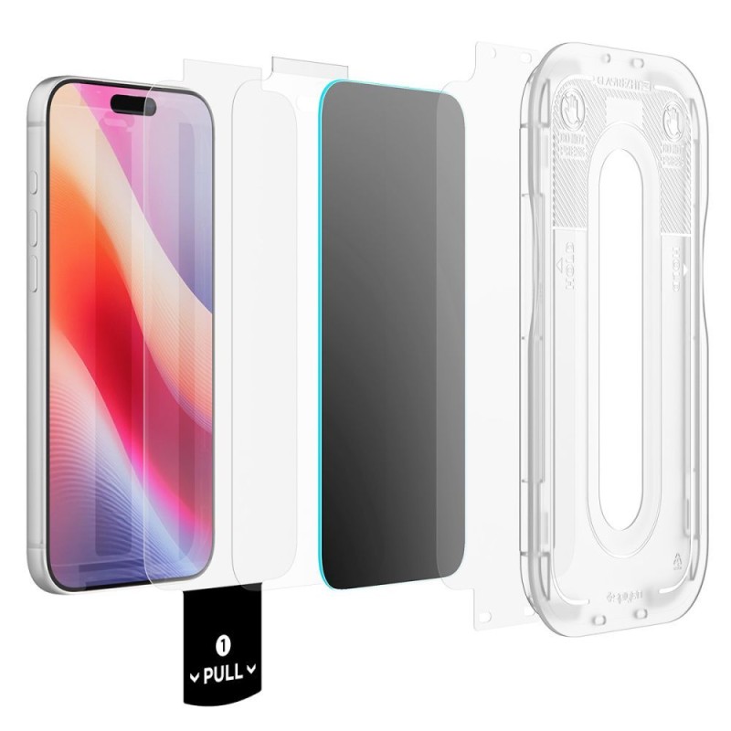 Spigen Glas.tR EZ Fit Pro HD Privacy – пълнозалепващо предпазно стъкло с поверителност за iPhone 18 Pro (2 бр.)