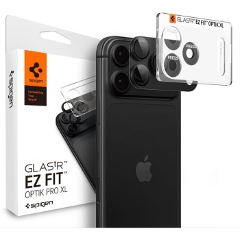 Spigen Optik Pro XL Glas.tR EZ Fit – защита за камерата (цялата камера-сепарирана зона) за iPhone 18 Pro, 9H, черна/Dark Grey