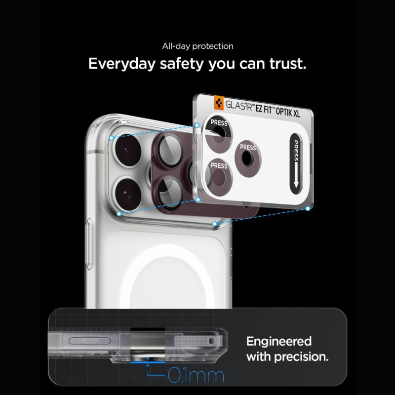 Spigen Optik Pro XL Glas.tR EZ Fit ослона за камера за iPhone 18 Pro (Burgundy) Spigen Optik Pro XL Glas.tR EZ Fit ослона за камера за iPhone 18 Pro (Burgundy)