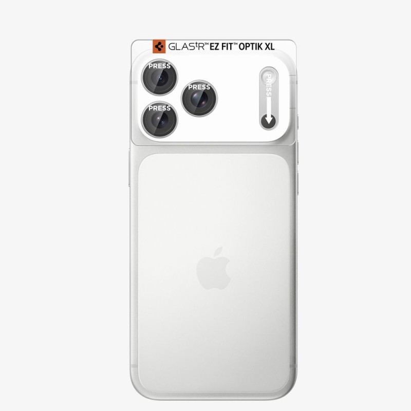 Spigen Optik Pro XL Glas.tR EZ Fit – протектор за камерата (стъкло 9H) за iPhone 18 Pro, Silver