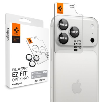 Spigen Optik Pro Glas.tR EZ Fit – защита за камера (2 броя) за iPhone 18 Pro / 18 Pro Max, Silver