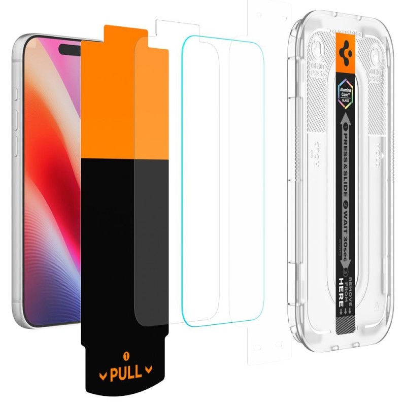 Spigen Glas.tR EZ Fit Pro HD AC – закалено стъкло за iPhone 16 Pro / 17 / 17 Pro / 18 Pro, прозрачно (2 бр.)