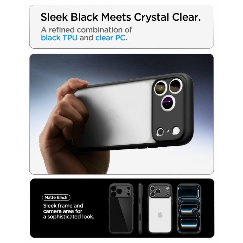 Spigen Ultra Hybrid за iPhone 17 Pro / 18 Pro – Matte Black Spigen Ultra Hybrid за iPhone 17 Pro / 18 Pro – Matte Black