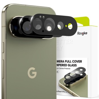 Ringke Camera Full Cover – осłона за камера от закалено стъкло 9H (2 броя) за Google Pixel 11 Pro XL, Black