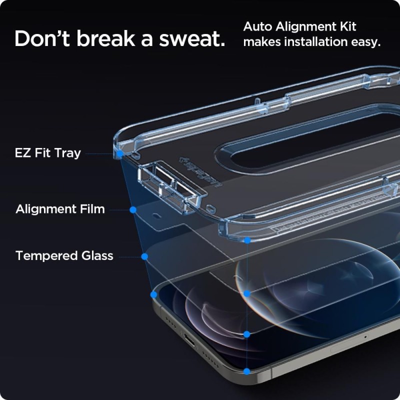 ЗАКАЛЕНО СТЪКЛО SPIGEN GLAS.TR „EZ FIT“ 2-BPACK iPhone 12 / 12 PRO CLEAR - 8809710757110-AGL01801