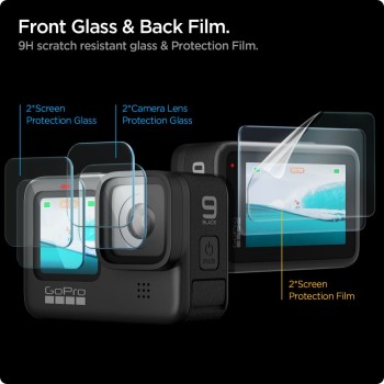 Spigen Glas.TR SLIM закалено стъкло + филм (2-комплект) за GoPro HERO 9 / 10 / 11 / 12, CLEAR Spigen Glas.TR SLIM закалено стъкло + филм (2-комплект) за GoPro HERO 9 / 10 / 11 / 12, CLEAR