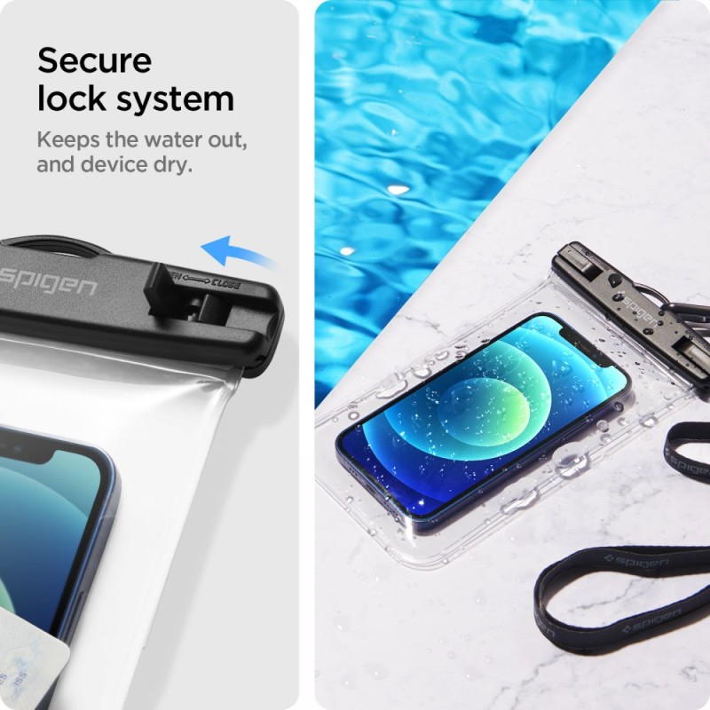 SPIGEN A601 Универсален водоустойчив калъф 2 броя Crystal Clear (до 8) - 8809756648588-AMP03098