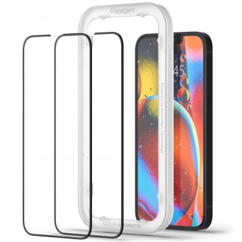 Spigen ALM Glass FC AlignMaster (2 броя) закалено стъкло за iPhone 13 / 13 Pro / 14 / 16E / 17E Black