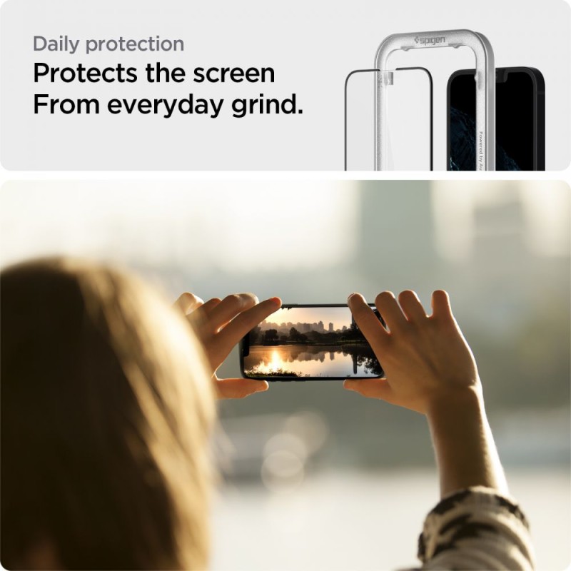 Spigen ALM Glass FC AlignMaster (2 броя) закалено стъкло за iPhone 13 / 13 Pro / 14 / 16E / 17E Black - Spigen ALM Glass FC AlignMaster (2 броя) закалено стъкло за iPhone 13 / 13 Pro / 14 / 16E / 17E Black - 8809811851243-AGL03387