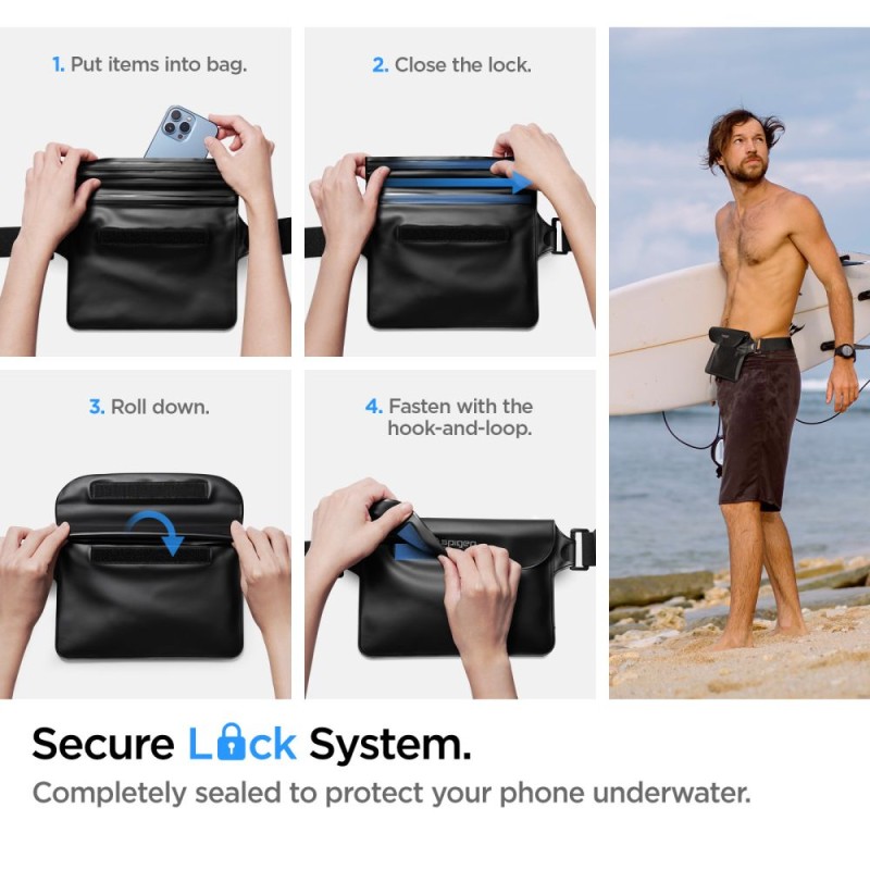 SPIGEN A621 Универсален водоустойчив калъф и чантичка за кръста BLACK - SPIGEN A621 Универсален водоустойчив калъф и чантичка за кръста BLACK - 8809811860863-AMP04533