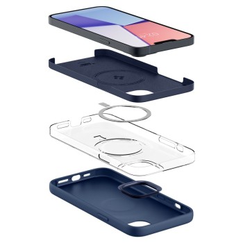 Spigen Silicone Fit MagSafe силиконов калъф за iPhone 14 Plus / 15 Plus Navy Blue