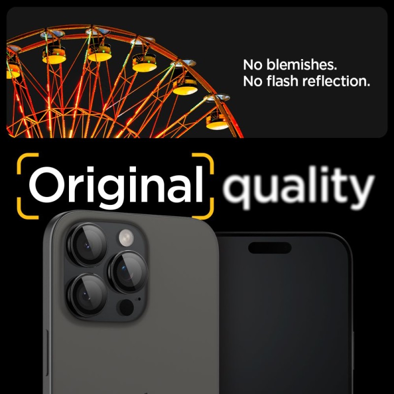 Spigen Optik Pro GLAS.TR „EZ FIT” – защитна стъклена протекция за камера 2 бр. за iPhone 14 Pro / Pro Max, iPhone 15 Pro / Pro Max, iPhone 16 Pro / Pro Max, iPhone 17 Pro / Pro Max (черна) - 8809811866407-AGL05205