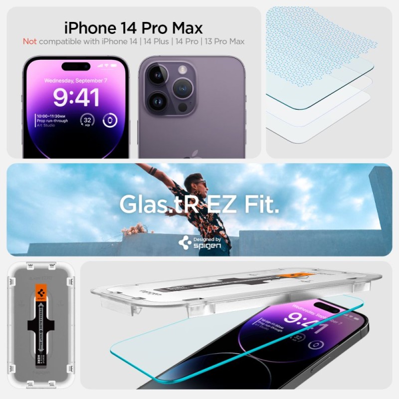 Spigen Glas.TR „EZ Fit” – закалено стъкло 2x за iPhone 14 Pro (Clear) - Spigen Glas.TR „EZ Fit” – закалено стъкло 2x за iPhone 14 Pro (Clear) - 8809811866483-AGL05214