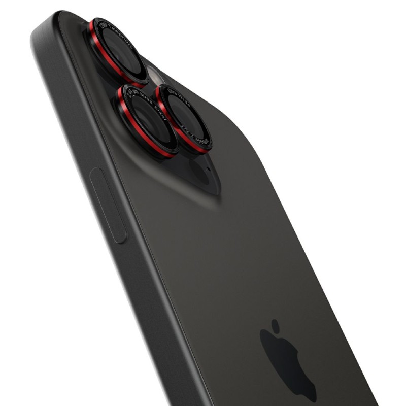 Spigen Optik Pro L-Series „EZ Fit” протектор за камери от закалено стъкло 9H (2 броя) за iPhone 14 Pro/Max, 15 Pro/Max, 16 Pro/16 Max, 17 Pro/17 Max – черен/червен - Spigen Optik Pro L-Series „EZ Fit” протектор за камери от закалено стъкло 9H (2 броя) за iPhone 14 Pro/Max, 15 Pro/Max, 16 Pro/16 Max, 17 Pro/17 Max – черен/червен - 8809811866513-AGL05217