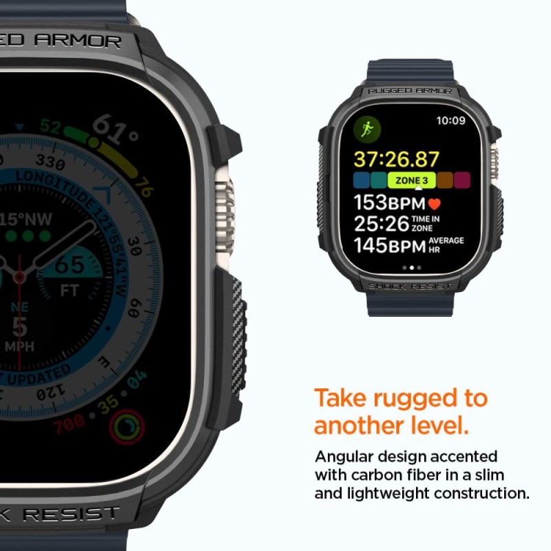 SPIGEN Rugged Armor за Apple Watch Ultra 1 / 2 / 3 / 4 (49 мм) Matte Black