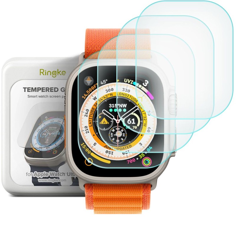 Ringke ID FC Glass закалено стъкло за Apple Watch Ultra 1/2/3 (49 мм) – комплект 4 броя, прозрачно (SKU: 8809881268378) - Ringke ID FC Glass закалено стъкло за Apple Watch Ultra 1/2/3 (49 мм) – комплект 4 броя, прозрачно (SKU: 8809881268378) - 8809881268378