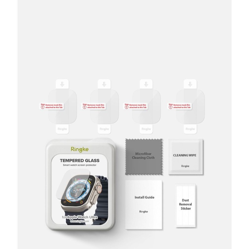 Ringke ID FC Glass закалено стъкло за Apple Watch Ultra 1/2/3 (49 мм) – комплект 4 броя, прозрачно (SKU: 8809881268378) - Ringke ID FC Glass закалено стъкло за Apple Watch Ultra 1/2/3 (49 мм) – комплект 4 броя, прозрачно (SKU: 8809881268378) - 8809881268378