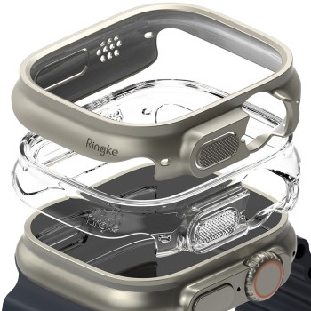 RINGKE SLIM 2-PACK за Apple Watch ULTRA 1/2/3 (49 мм) Clear & Titanium Grey