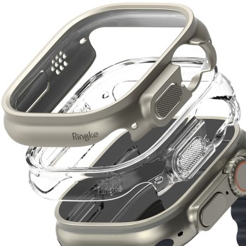 RINGKE SLIM 2-PACK за Apple Watch ULTRA 1/2/3 (49 мм) Clear & Titanium Grey