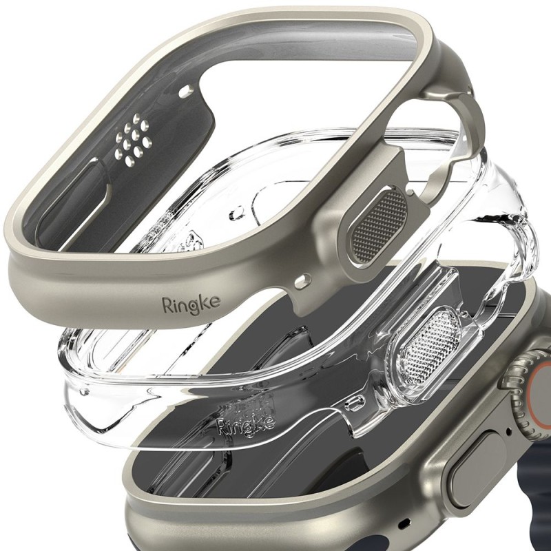 RINGKE SLIM 2-PACK за Apple Watch ULTRA 1/2/3 (49 мм) Clear & Titanium Grey - 8809881269023
