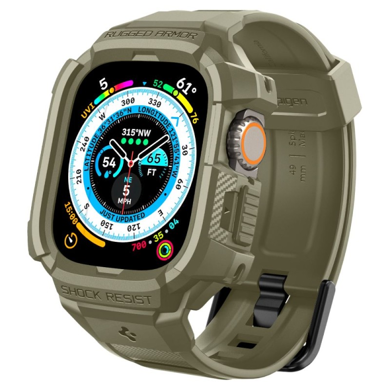 Spigen Rugged Armor “Pro” за Apple Watch Ultra 1/2/3/4 (49 мм) Vintage Khaki Spigen Rugged Armor “Pro” за Apple Watch Ultra 1/2/3/4 (49 мм) Vintage Khaki