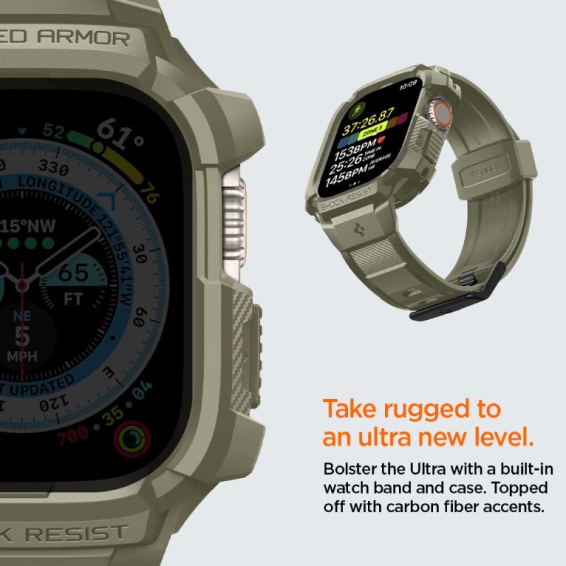 Spigen Rugged Armor “Pro” за Apple Watch Ultra 1/2/3/4 (49 мм) Vintage Khaki Spigen Rugged Armor “Pro” за Apple Watch Ultra 1/2/3/4 (49 мм) Vintage Khaki