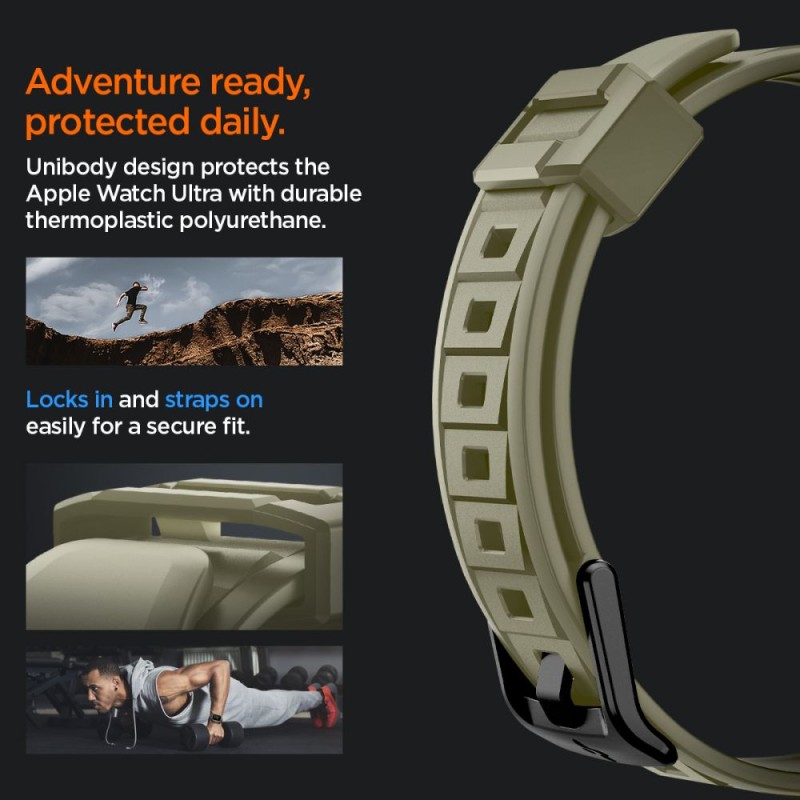 Spigen Rugged Armor “Pro” за Apple Watch Ultra 1/2/3/4 (49 мм) Vintage Khaki Spigen Rugged Armor “Pro” за Apple Watch Ultra 1/2/3/4 (49 мм) Vintage Khaki