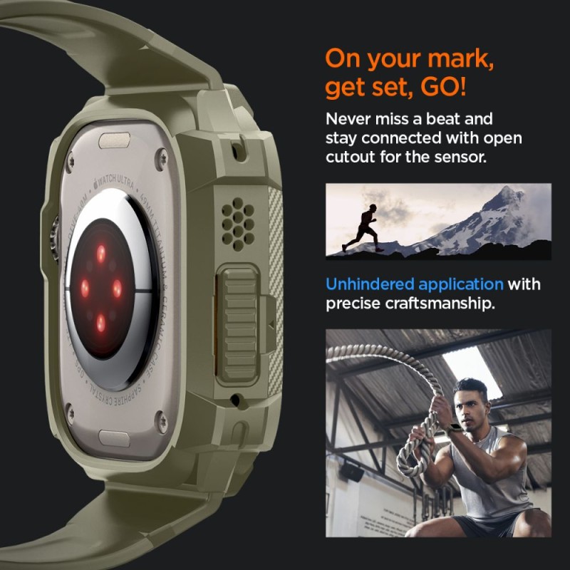 Spigen Rugged Armor “Pro” за Apple Watch Ultra 1/2/3/4 (49 мм) Vintage Khaki Spigen Rugged Armor “Pro” за Apple Watch Ultra 1/2/3/4 (49 мм) Vintage Khaki
