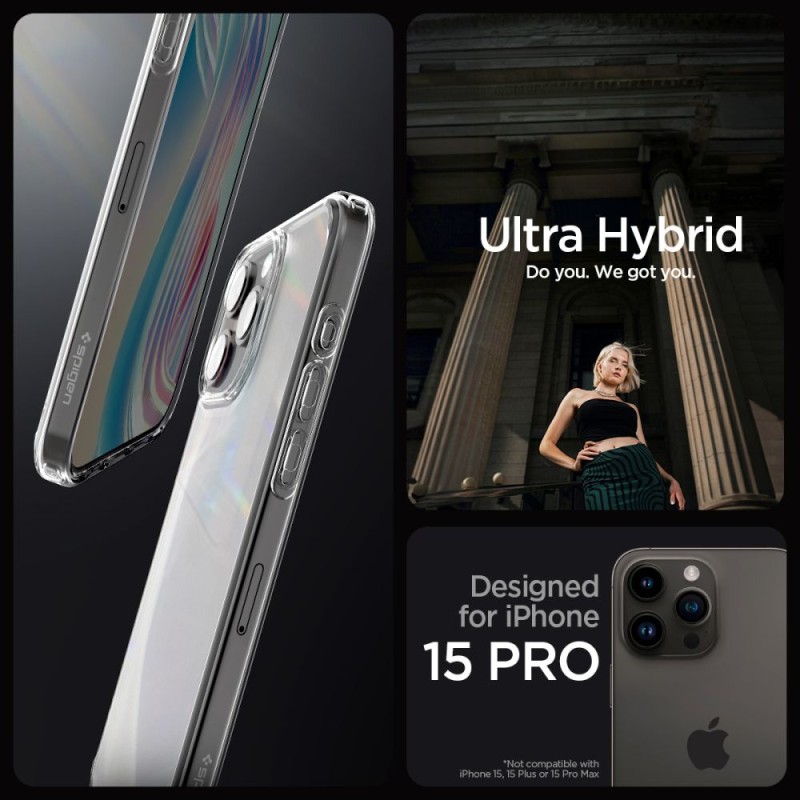 Spigen Ultra Hybrid за iPhone 15 Pro Frost Clear - 8809896750394-ACS06708