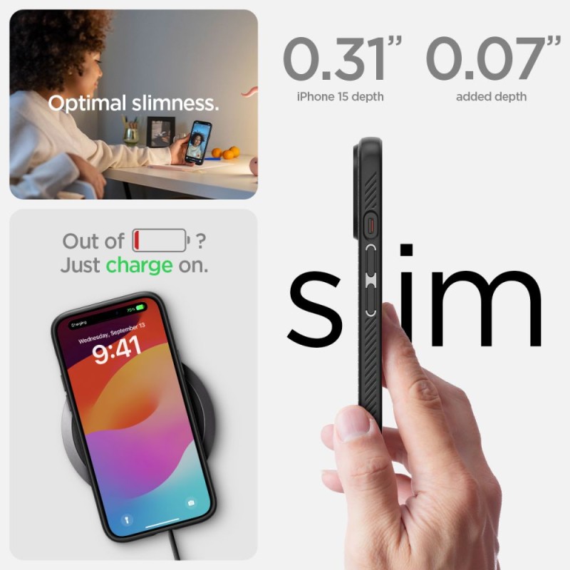 Spigen Liquid Air за iPhone 15 матово черно - Spigen Liquid Air за iPhone 15 матово черно - 8809896751117-ACS06790