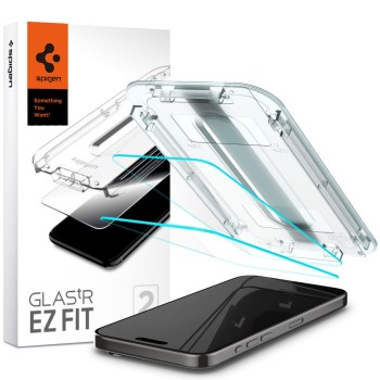 Spigen Glas.TR EZ Fit закалено стъкло за iPhone 15 Pro Max (2 бр.) Clear