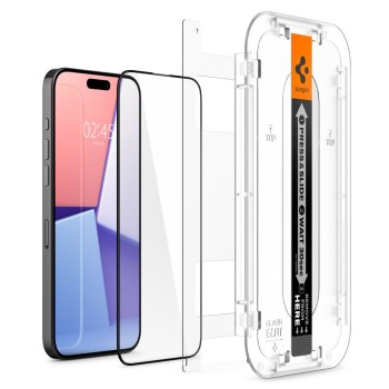 Spigen Glas.TR „EZ Fit” FC, закалено стъкло за iPhone 15 Pro (Black) – 2 броя Spigen Glas.TR „EZ Fit” FC, закалено стъкло за iPhone 15 Pro (Black) – 2 броя