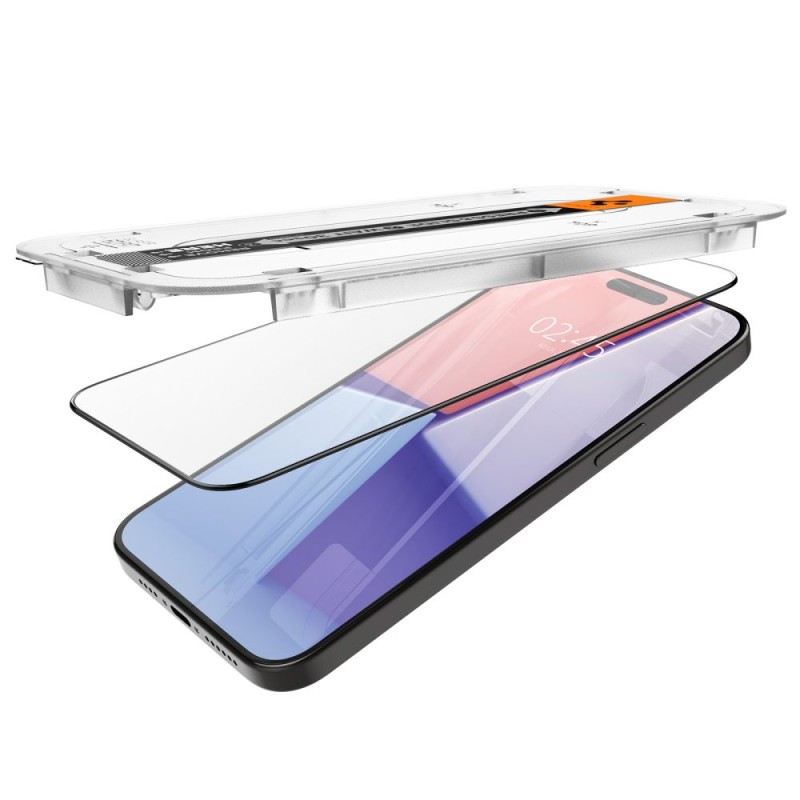 Spigen Glas.TR „EZ Fit” FC, закалено стъкло за iPhone 15 Pro (Black) – 2 броя