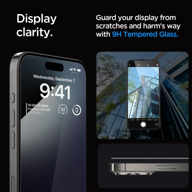 Spigen Glas.TR „EZ Fit” FC, закалено стъкло за iPhone 15 Pro (Black) – 2 броя