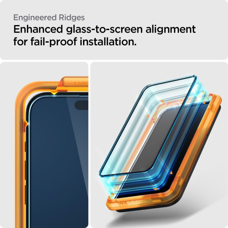 Spigen ALM Glass FC AlignMaster – закалено стъкло за iPhone 15 (2 броя), черно - Spigen ALM Glass FC AlignMaster – закалено стъкло за iPhone 15 (2 броя), черно - 8809896752275-AGL06906