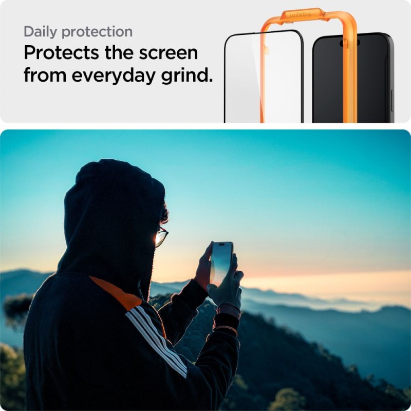 Spigen ALM Glass FC AlignMaster – закалено стъкло за iPhone 15 (2 броя), черно - Spigen ALM Glass FC AlignMaster – закалено стъкло за iPhone 15 (2 броя), черно - 8809896752275-AGL06906