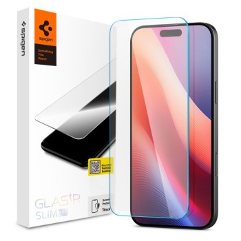 Spigen Glas.TR SLIM – закалено стъклено фолио за iPhone 15 / 16, CLEAR (0.2 мм), 9H – SKU 8809896752312-AGL06910