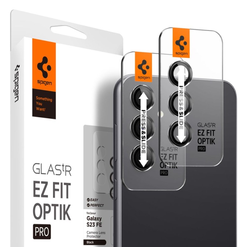 Spigen Optik.TR „EZ Fit” протектор за камера (2 бр.) за Galaxy S23 FE Black - Spigen Optik.TR „EZ Fit” протектор за камера (2 бр.) за Galaxy S23 FE Black - 8809896753128-AGL06987
